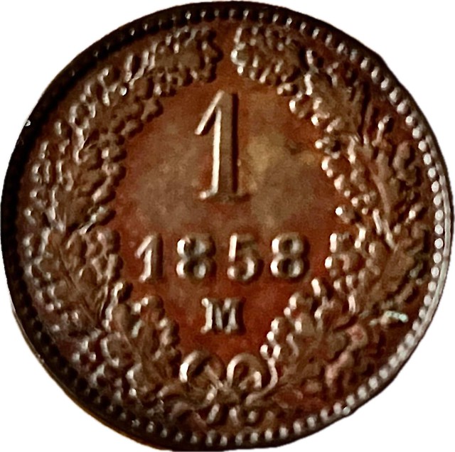 AUSTRIAN EMPIRE - 1 Kreuzer - Austro-Hungarian gulden - (Emperor Franz Joseph I) - K·K·OESTERREICHISCHE SCHEIDEMÜNZE - Mint: Milano - 1858
