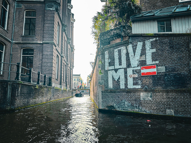 Amsterdam Street Art Graffiti Mural Canal Historic Dutch Buildings
