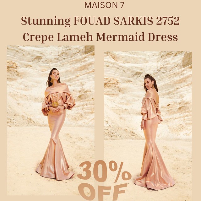 Stunning FOUAD SARKIS 2752 Crepe Lameh Mermaid Dress