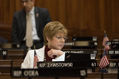 Rep. Tami Zawistowski works on legislation during a session day in the House of Representatives.