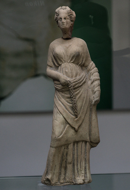 Terracotta figurine of a manteled woman from Croton