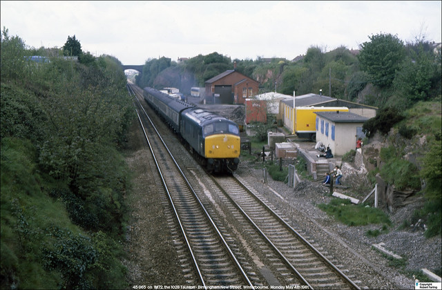 45 065 works 1M72 east through Winterbourne, May 4th 1981