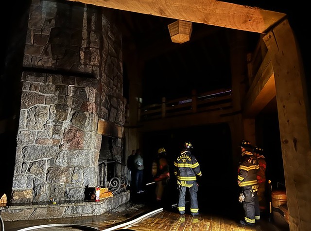 Firefighters inside Timberline Lodge 04.19.24, Mt. Hood National Forest