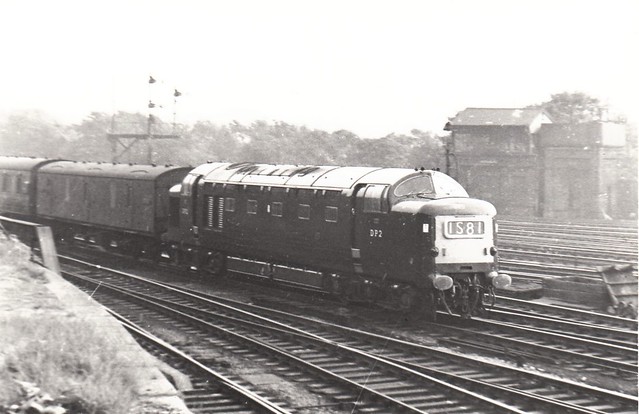 English Electric Type 4 prototype DP2 at Preston, possibly with the 1.20pm Euston to Perth train in September 1962.