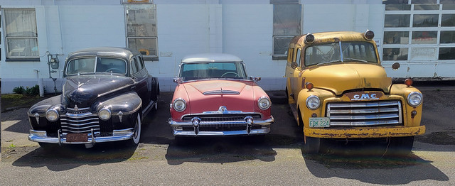 1941 Oldsmobile, 1954 Mercury and 1948-53 GMC school bus