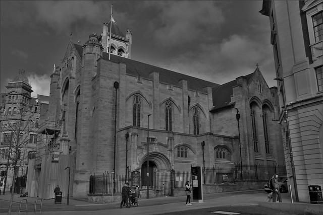Black & White, Catholic Church, Leeds Cathedral - The Cathedral Church Of St Anne - Saint Anne's Cathedral, Leeds, West Yorkshire, England.