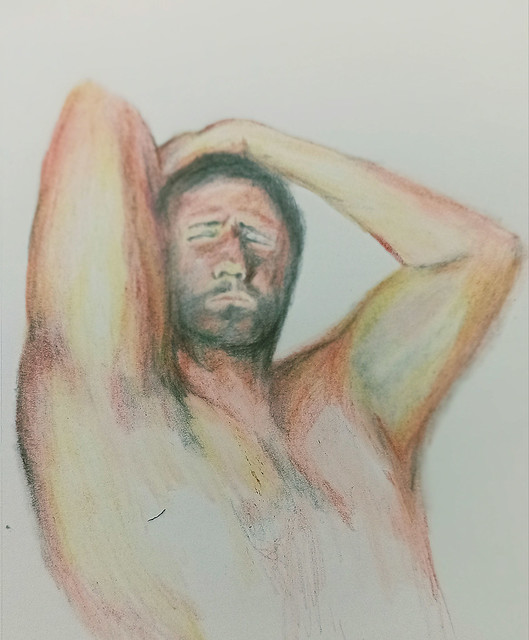 Drawing in color pencil