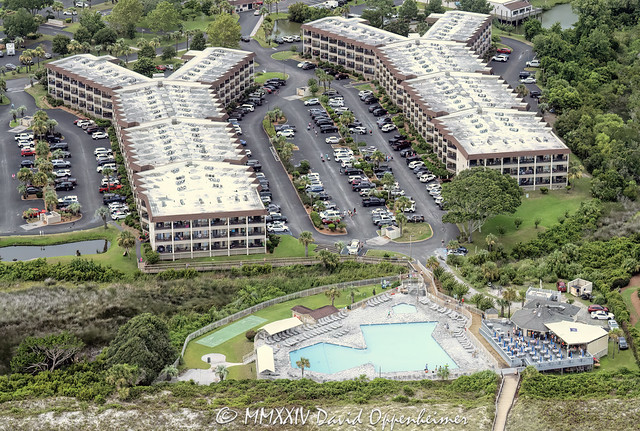 Hilton Head Island Beach & Tennis Resort Pool and Jamaica Joe’z Beach Bar on Hilton Head Island Aerial View