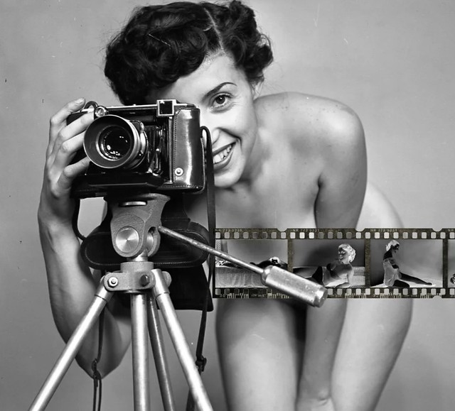 1950s Brunette Pin-Up Model Behind the Camera
