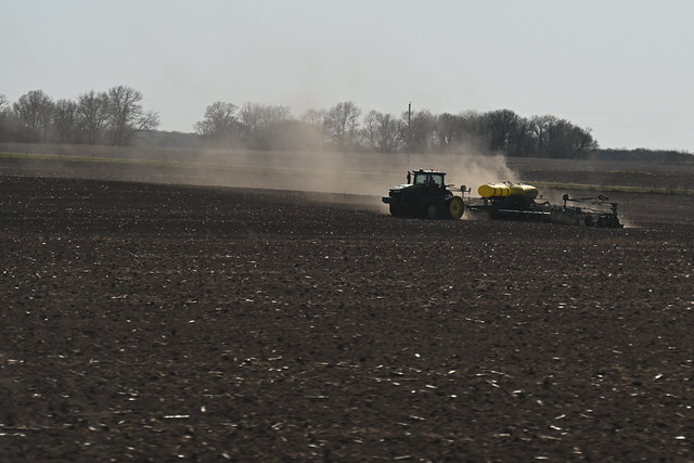 Farmer in the field, Orion Township, Minnesota