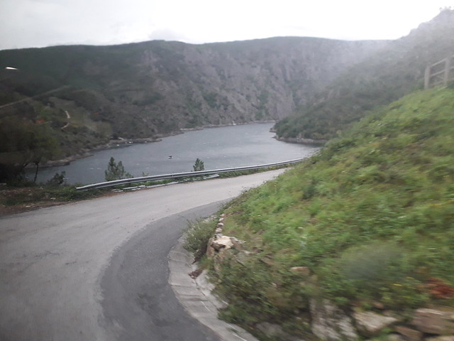 Road  down  to  the  landing  stage,   River  Sil,  Ribeira  Sacra, Ourense, Galicia, Spain