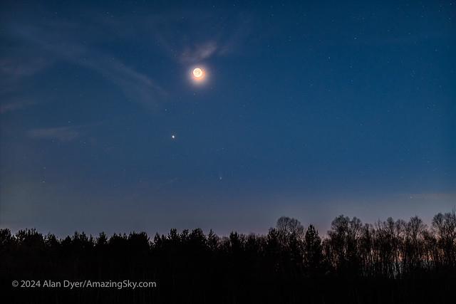 The Moon, Jupiter and Comet 12P (April 10, 2024)