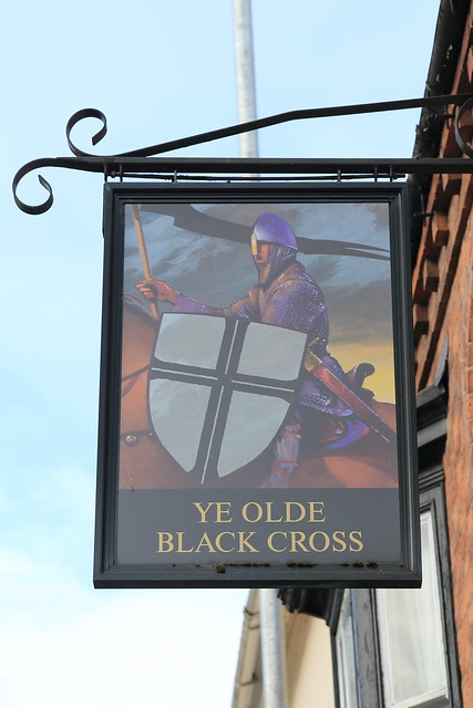 Ye Olde Black Cross pub sign Bromsgrove Worcestershire UK