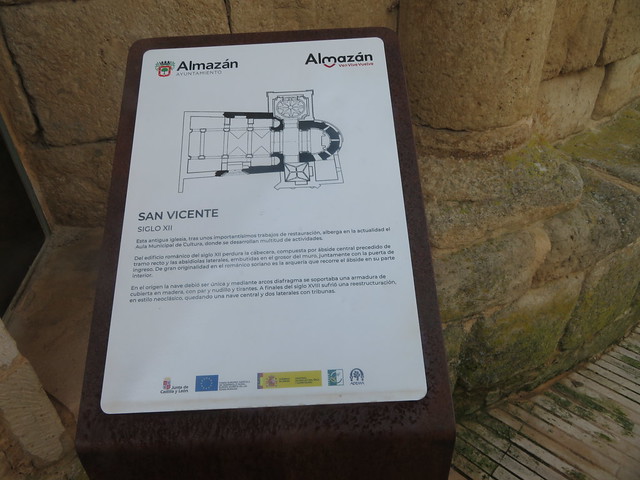 Information  panel,  San  Vicente Cultural  Centre, Plaza San  Vicente,  Almazan, Soria,  Castille  and  Leon, Spain