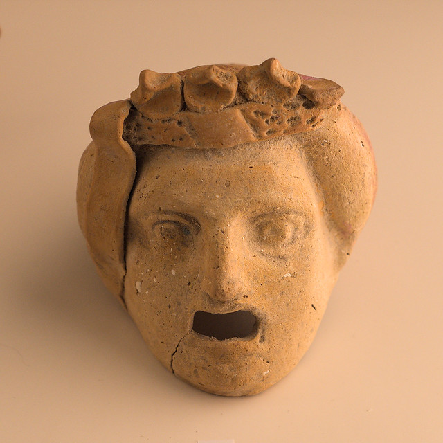 Tarentine miniature terracotta New Comedy mask, the perfect youth(?)