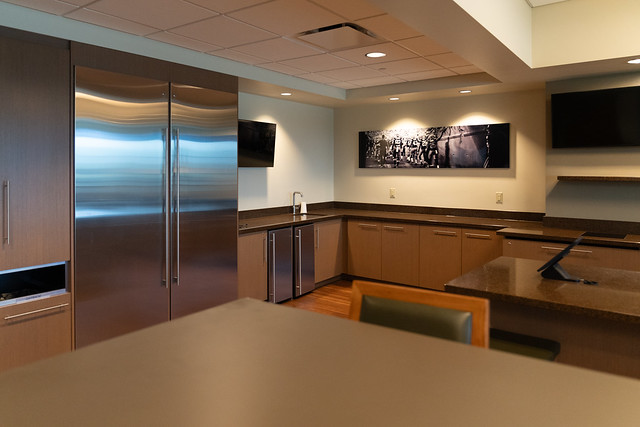 An executive suite at Lambeau Field