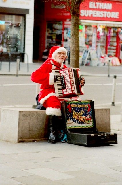 Person Playing Music in Eltham High Street