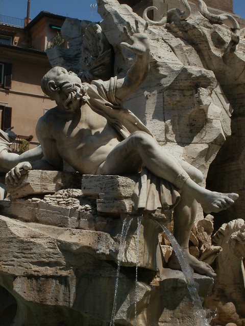 P6142986  The Rio de la Plata  on the very intriguing  Fountain of the four rivers by Bernini - Rome Piazza Navona