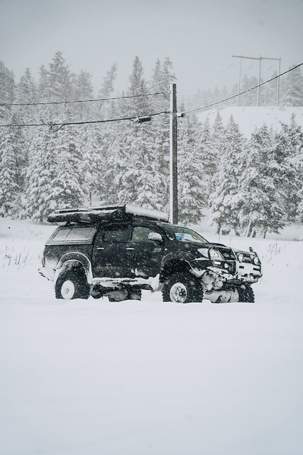 Toyota Land Cruiser and Hilux in the Canadian Valley in Winter