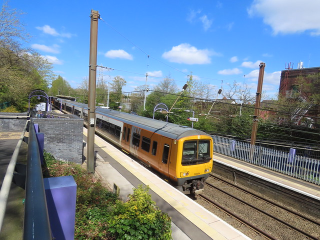 West Midlands Railway 323201 and 323206 departing Bournville Station