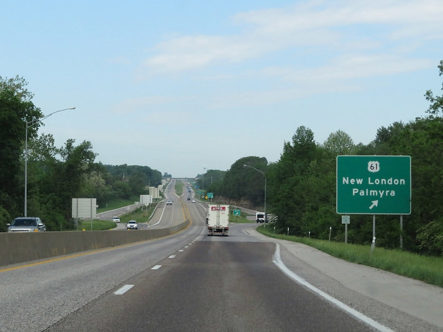 Interstate 72 West at US 61, New London/Palmyra exit (2018)