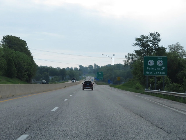 Interstate 72 East at US 61, New London/Palmyra exit (2018)