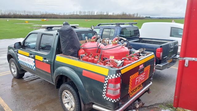 Shobdon Airfield old and new Fire Trucks together