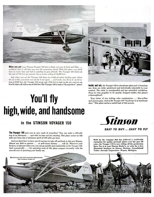 Vintage STEM Ad 264 - Stinson Airplanes - 1946