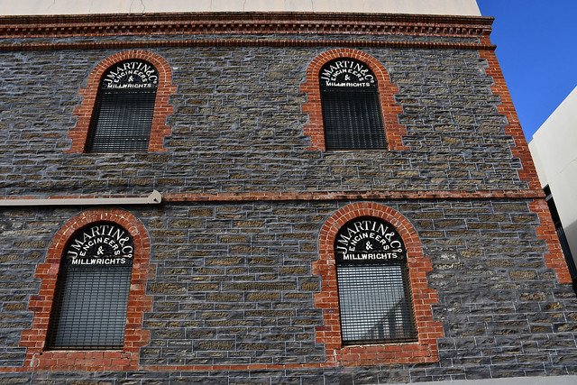 Gawler- Windows of the former Phoenix Foundry, part of James Martin's engineering company: he was known as 'Father of Gawler'. Barossa Valley South Australia