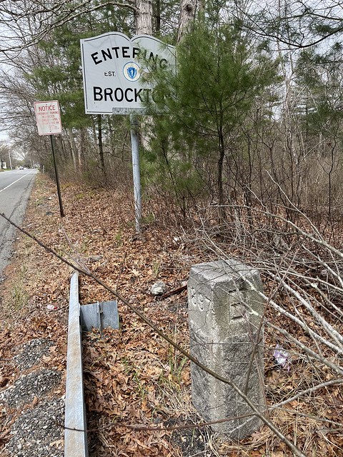 Whitman/Brockton (MA) stone town line marker