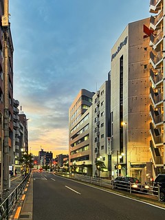 Sunset Over Modern Tokyo Street in Ikenohata