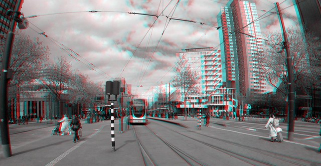 Coolsingel Rotterdam 3D GoPro B&W