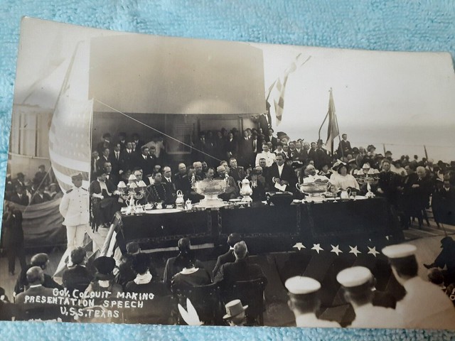 USS TEXAS RPPC GOV. COLQUITT MAKING PRESENTATION SPEECH 1914