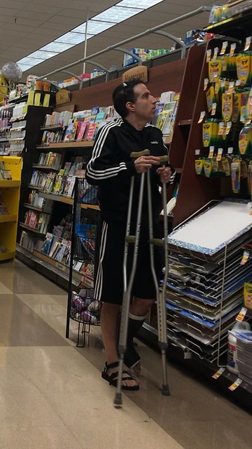 Shopping on crutches!