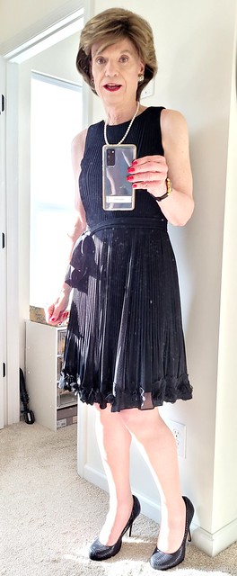 Black Pleated & Belted Sleeveless Dress Purchased in March (2 of 5) – Sun Lighting