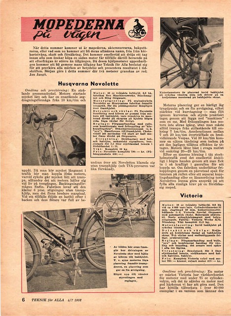 Test av Victoria Special cykelmotor i Teknik för alla nr 14, 1952 (1)