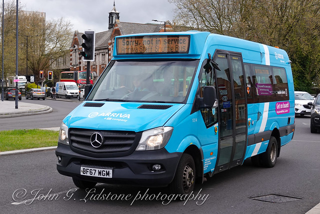 Arriva Kent Thameside (Southend) Mercedes-Benz Sprinter staff shuttle minibus bus 1014, BF67 WGM