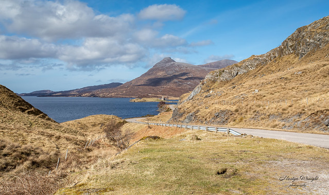The road to Ardvreck Castle, Sutherland, Scotland.