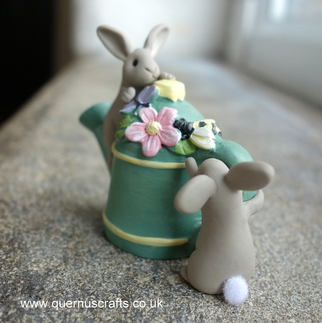 Two Wee Bunnies with Watering Can