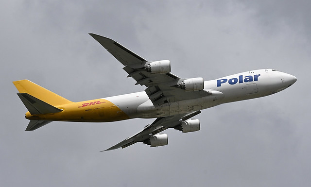 DHL 747-87UF (N857GT)  operated by Polar Air Cargo LAX Takeoff 3