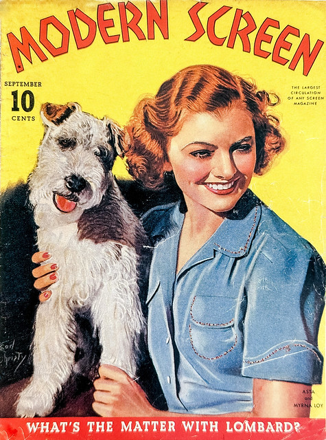 “Asta and Myrna Loy” by Earl Christy on the cover of “Modern Screen,” September, 1939.