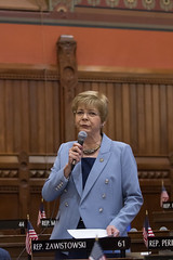 State Rep. Tami Zawistowski asks  questions during a floor debate in the House of Representatives on April 23, 2024.