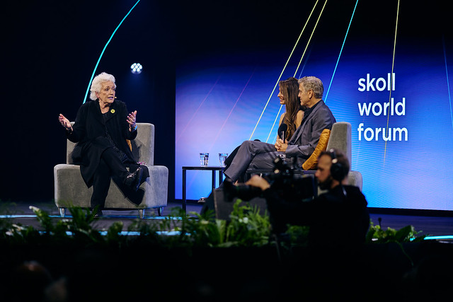 George and Amal Clooney with Gayle Smith at SkollWF 2024 Closing Plenary