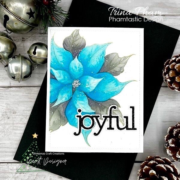 Joyful Turquoise Poinsettia Christmas Card