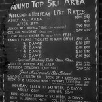 Plymouth Notch (Round Top) Ski Area, 1954-2018 Sign on display at Ramunto&#039;s Pizza, East Bridgewater, VT