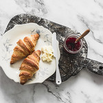 breakfast....I really like fresh croissants with butter and cranberry jam)...