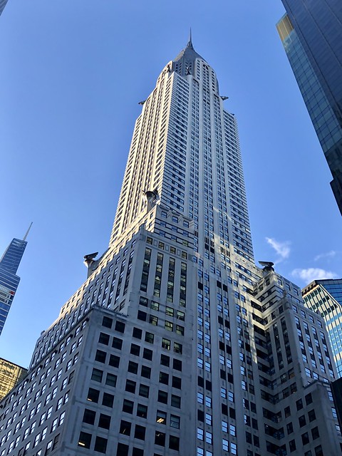 The Chrysler Building, built 1929-1930. 1,046 (319 m) feet tall. The tallest brick building (with a steel frame) in the world. Architect William Van Alen.