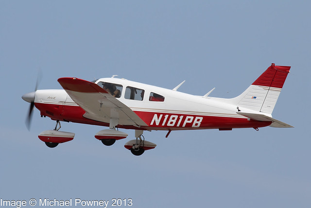 N181PB - 1976 build Piper PA-28-181 Cherokee Archer II, departing from Lakeland during Sun 'n Fun 2013
