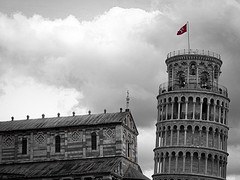 Monochrome Majesty: The Leaning Tower of Pisa