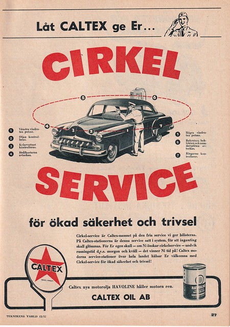 Caltex Cirkel‐service, Teknikens Värld, 1952